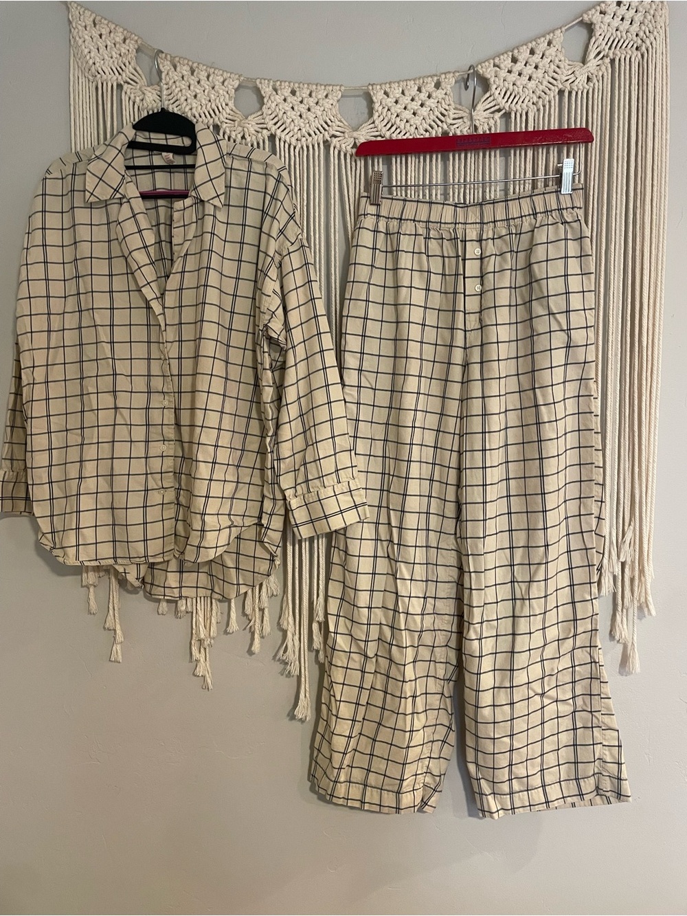 Madewell Cream and Black Pajama Set